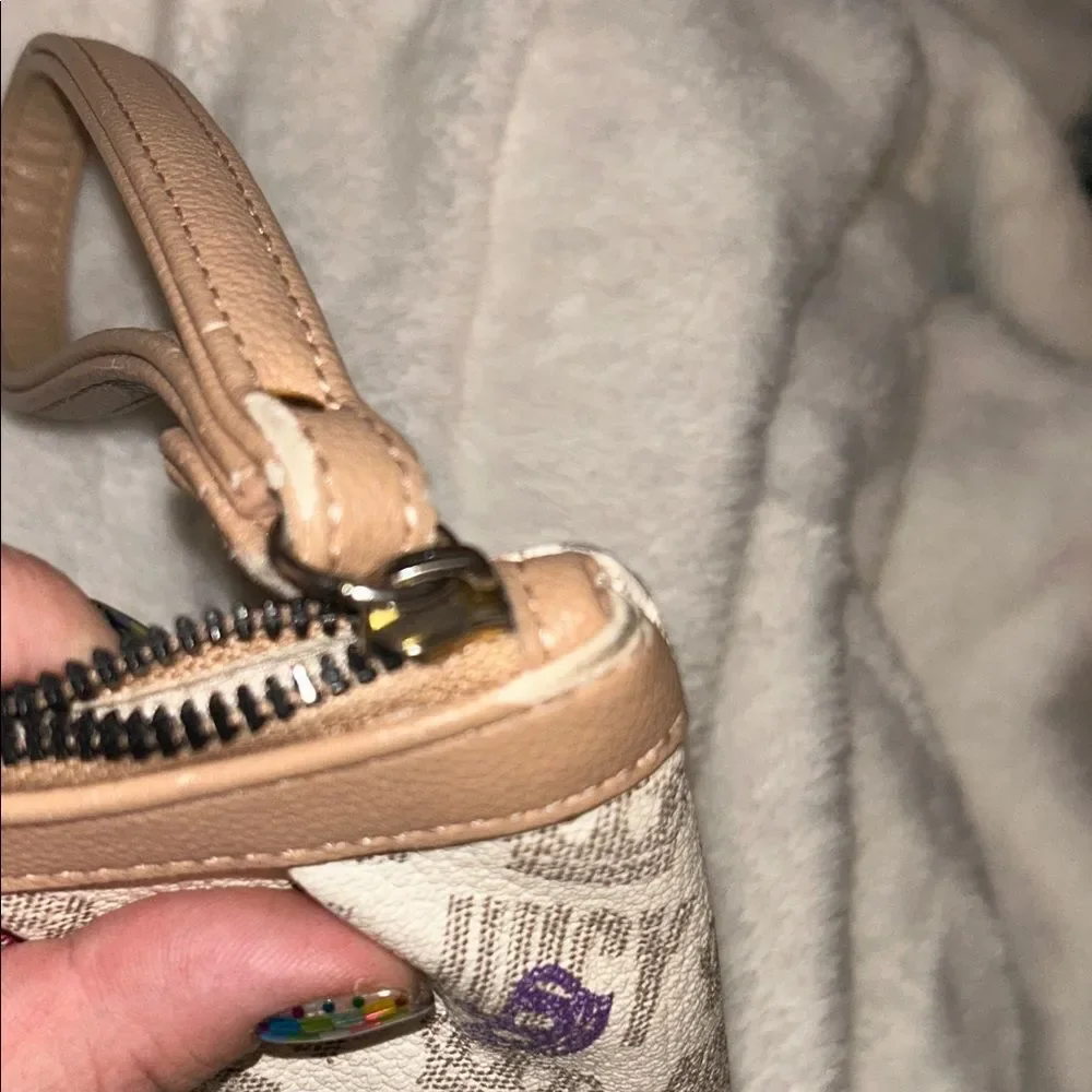Juicy Couture Beige Multicolor Logo Wristlet